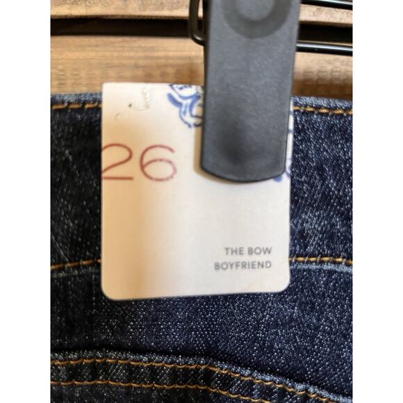 ANTHROPOLOGIE PILCRO The Bow Boyfriend Jeans Dark Distressed Denim SZ 26 NWT - Picture 6 of 16